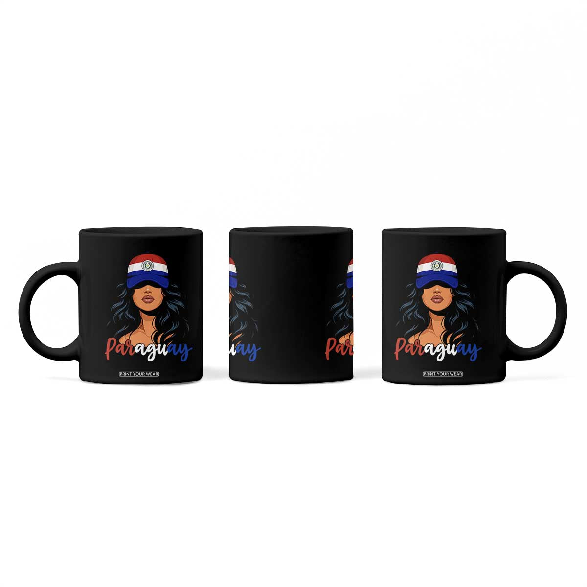 Proud Paraguayan Woman Melanin Curls Afro Latina Coffee Mug Paraguay Flag Roots Hispanic Heritage Pride TS02 Print Your Wear