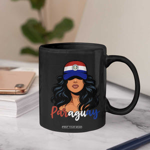 Proud Paraguayan Woman Melanin Curls Afro Latina Coffee Mug Paraguay Flag Roots Hispanic Heritage Pride TS02 Print Your Wear