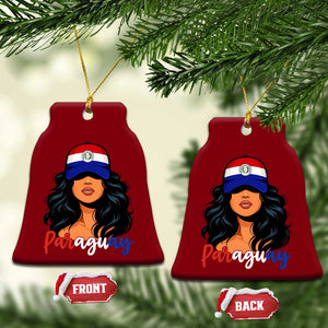 Proud Paraguayan Woman Melanin Curls Afro Latina Ceramic Ornament Paraguay Flag Roots Hispanic Heritage Pride TS02 Print Your Wear