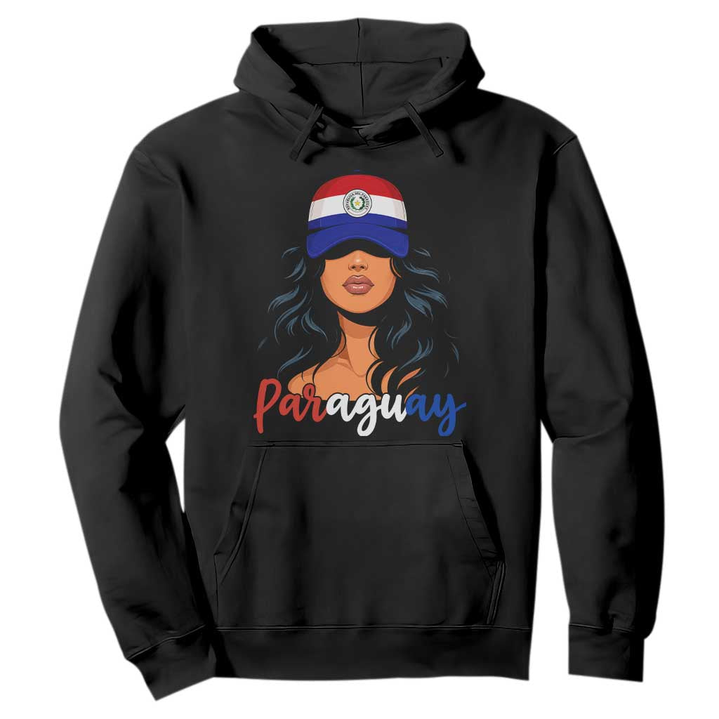 Proud Paraguayan Woman Melanin Curls Afro Latina Hoodie Paraguay Flag Roots Hispanic Heritage Pride TS02 Black Print Your Wear