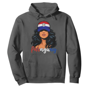Proud Paraguayan Woman Melanin Curls Afro Latina Hoodie Paraguay Flag Roots Hispanic Heritage Pride TS02 S Dark Heather Print Your Wear