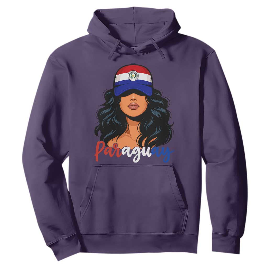 Proud Paraguayan Woman Melanin Curls Afro Latina Hoodie Paraguay Flag Roots Hispanic Heritage Pride TS02 Purple Print Your Wear
