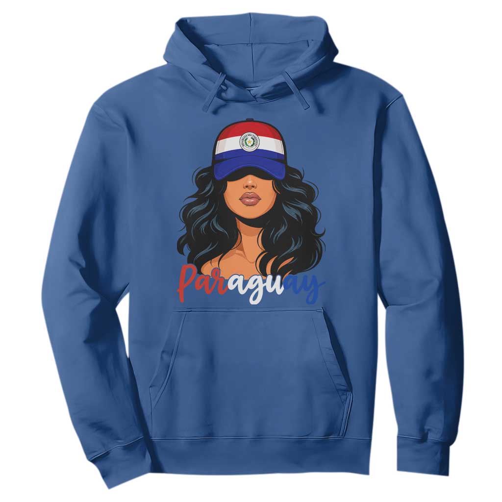 Proud Paraguayan Woman Melanin Curls Afro Latina Hoodie Paraguay Flag Roots Hispanic Heritage Pride TS02 Royal Blue Print Your Wear