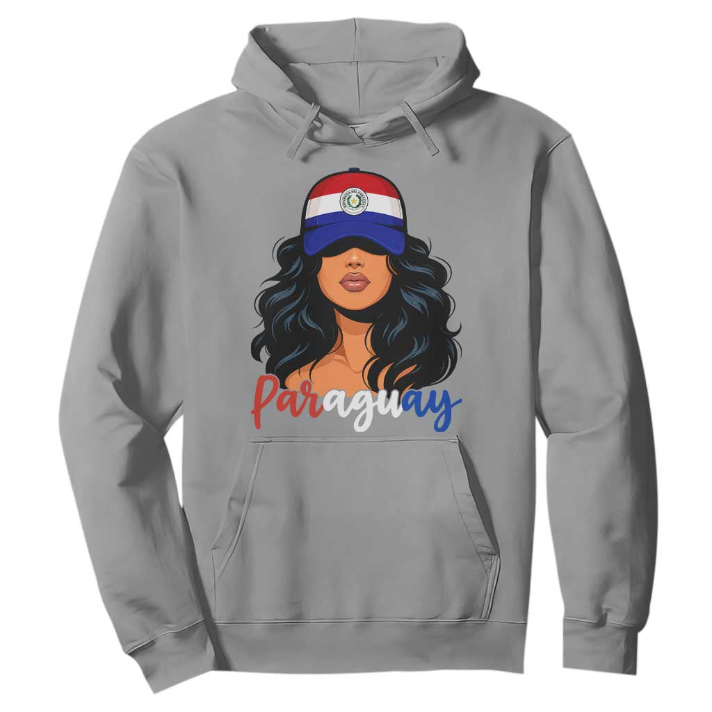 Proud Paraguayan Woman Melanin Curls Afro Latina Hoodie Paraguay Flag Roots Hispanic Heritage Pride TS02 Sport Gray Print Your Wear
