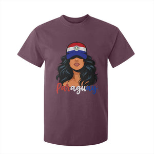 Proud Paraguayan Woman Melanin Curls Afro Latina T Shirt For Kid Paraguay Flag Roots Hispanic Heritage Pride TS02 Maroon Print Your Wear