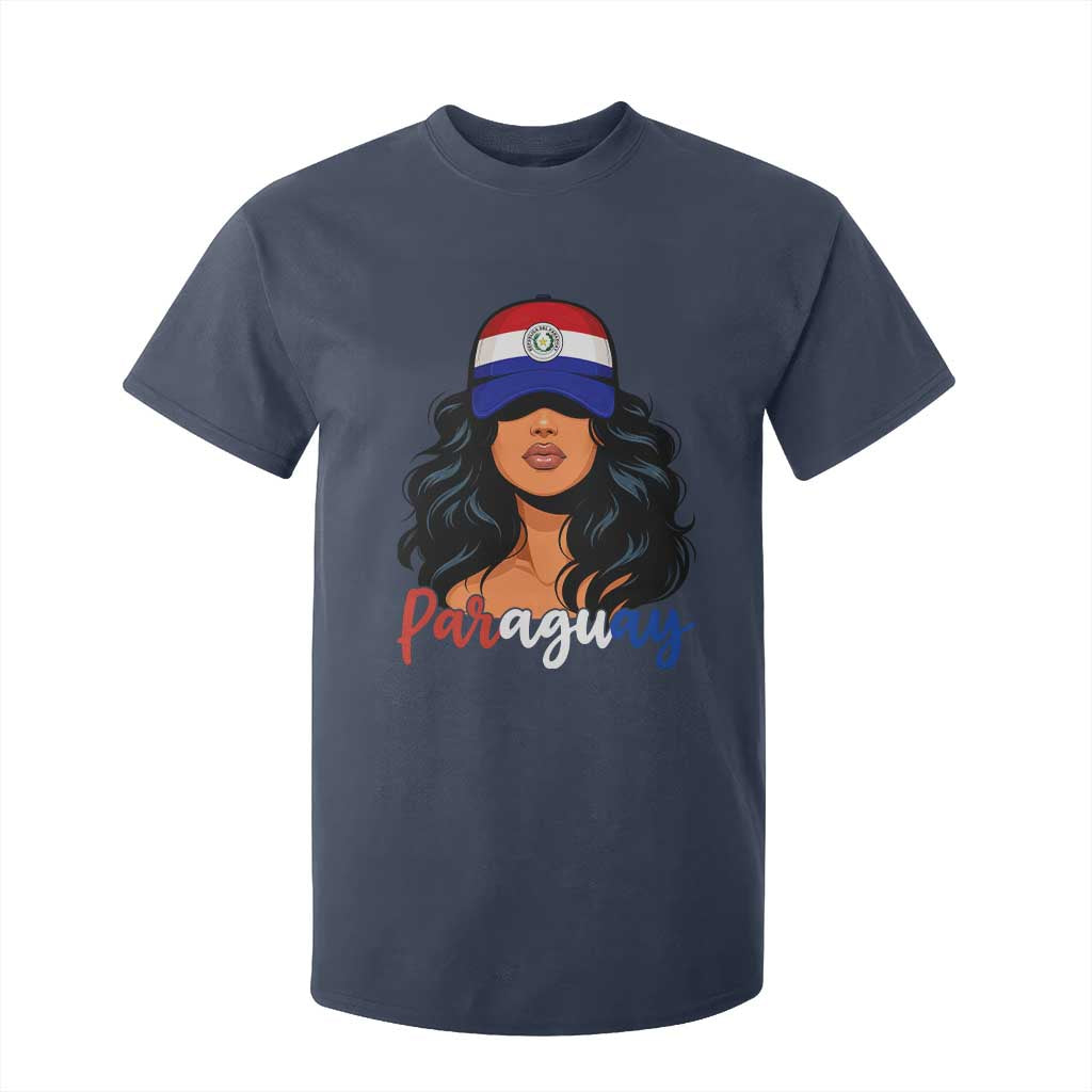 Proud Paraguayan Woman Melanin Curls Afro Latina T Shirt For Kid Paraguay Flag Roots Hispanic Heritage Pride TS02 Navy Print Your Wear