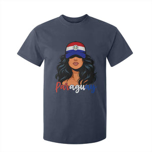 Proud Paraguayan Woman Melanin Curls Afro Latina T Shirt For Kid Paraguay Flag Roots Hispanic Heritage Pride TS02 Navy Print Your Wear