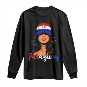 Proud Paraguayan Woman Melanin Curls Afro Latina Long Sleeve Shirt Paraguay Flag Roots Hispanic Heritage Pride TS02 Black Print Your Wear