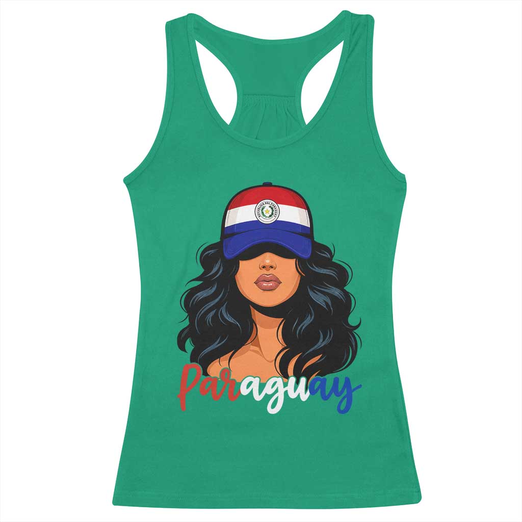 Proud Paraguayan Woman Melanin Curls Afro Latina Racerback Tank Top Paraguay Flag Roots Hispanic Heritage Pride TS02 Irish Green Print Your Wear