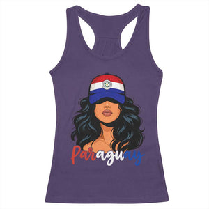 Proud Paraguayan Woman Melanin Curls Afro Latina Racerback Tank Top Paraguay Flag Roots Hispanic Heritage Pride TS02 Purple Print Your Wear