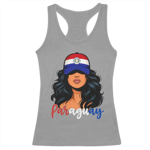 Proud Paraguayan Woman Melanin Curls Afro Latina Racerback Tank Top Paraguay Flag Roots Hispanic Heritage Pride TS02 Sport Gray Print Your Wear
