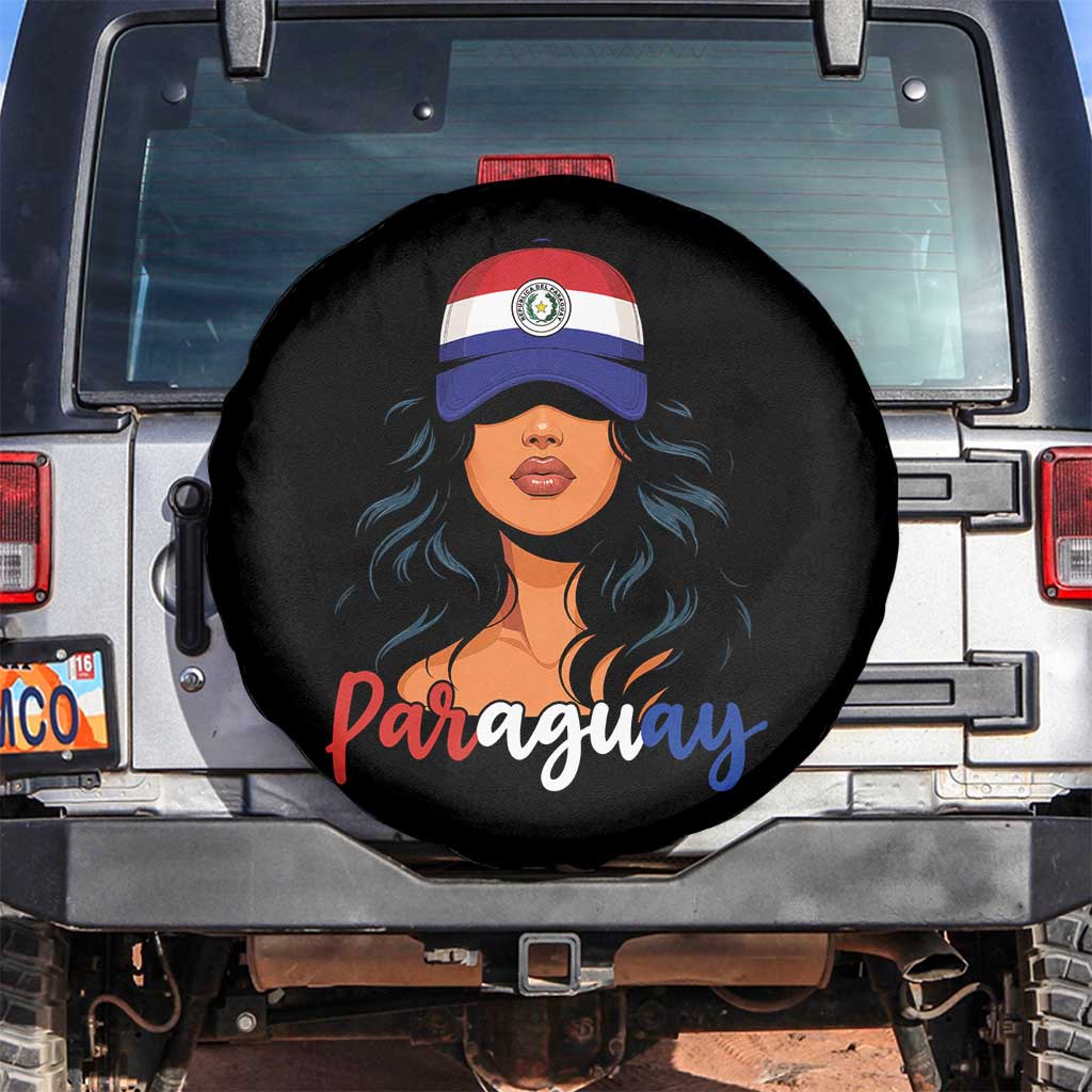 Proud Paraguayan Woman Melanin Curls Afro Latina Spare Tire Cover Paraguay Flag Roots Hispanic Heritage Pride TS02 No hole Black Print Your Wear