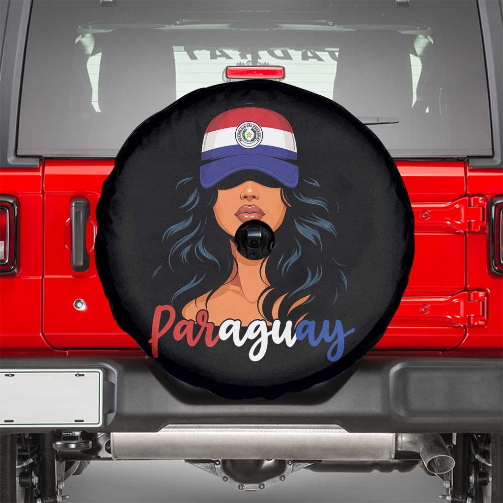 Proud Paraguayan Woman Melanin Curls Afro Latina Spare Tire Cover Paraguay Flag Roots Hispanic Heritage Pride TS02 Black Print Your Wear