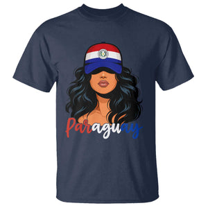 Proud Paraguayan Woman Melanin Curls Afro Latina T Shirt Paraguay Flag Roots Hispanic Heritage Pride TS02 Navy Print Your Wear