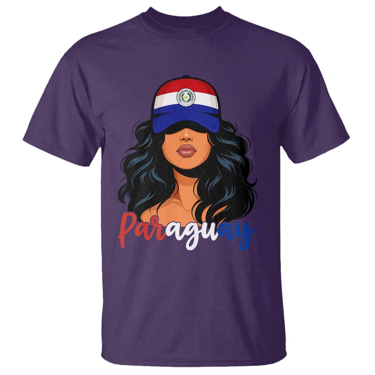 Proud Paraguayan Woman Melanin Curls Afro Latina T Shirt Paraguay Flag Roots Hispanic Heritage Pride TS02 Purple Print Your Wear