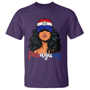 Proud Paraguayan Woman Melanin Curls Afro Latina T Shirt Paraguay Flag Roots Hispanic Heritage Pride TS02 Purple Print Your Wear