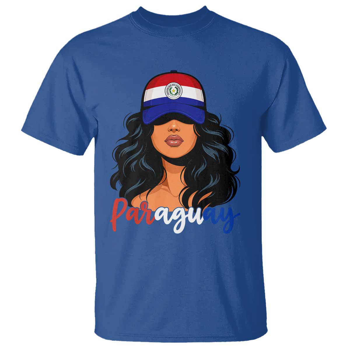 Proud Paraguayan Woman Melanin Curls Afro Latina T Shirt Paraguay Flag Roots Hispanic Heritage Pride TS02 Royal Blue Print Your Wear