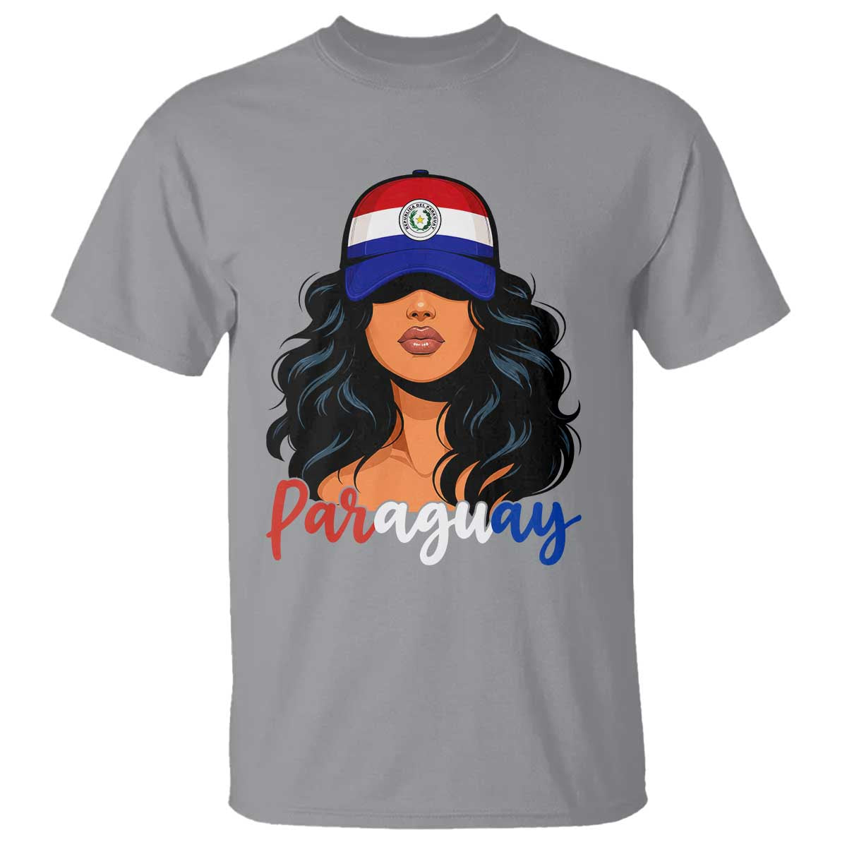 Proud Paraguayan Woman Melanin Curls Afro Latina T Shirt Paraguay Flag Roots Hispanic Heritage Pride TS02 Sport Gray Print Your Wear