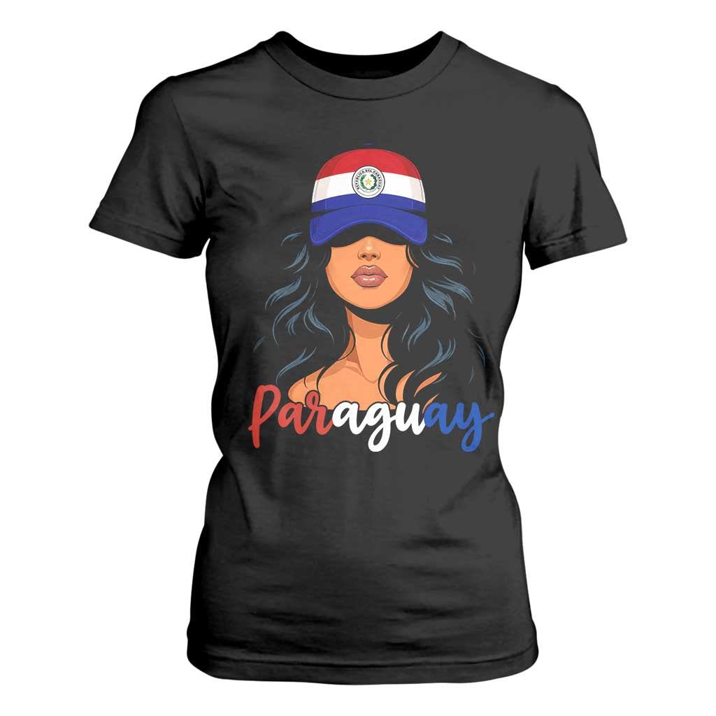 Proud Paraguayan Woman Melanin Curls Afro Latina T Shirt For Women Paraguay Flag Roots Hispanic Heritage Pride TS02 Black Print Your Wear