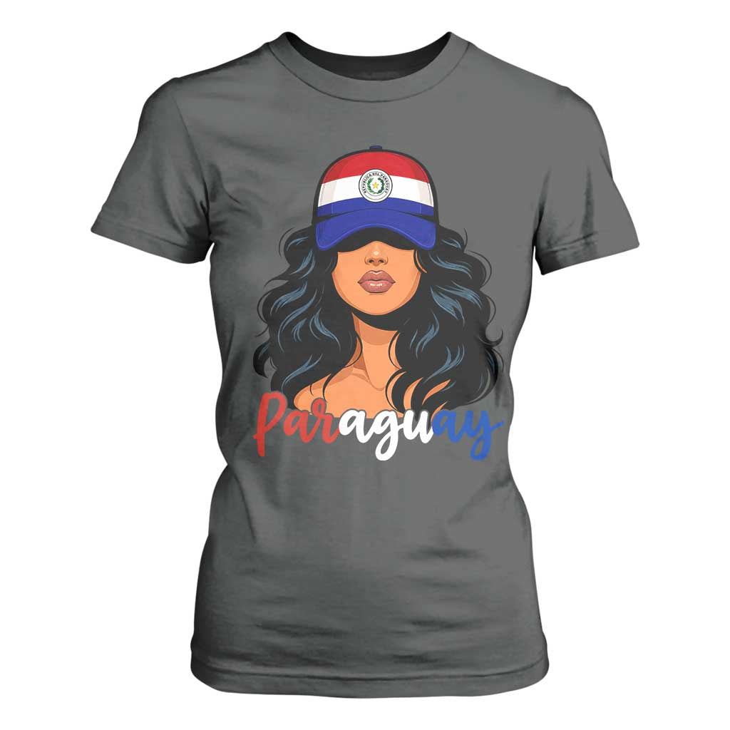 Proud Paraguayan Woman Melanin Curls Afro Latina T Shirt For Women Paraguay Flag Roots Hispanic Heritage Pride TS02 Dark Heather Print Your Wear