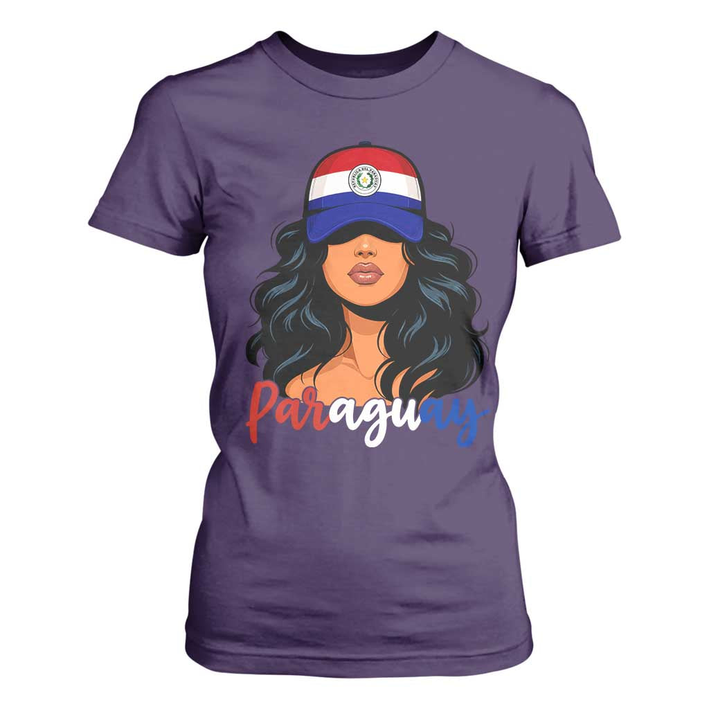 Proud Paraguayan Woman Melanin Curls Afro Latina T Shirt For Women Paraguay Flag Roots Hispanic Heritage Pride TS02 Purple Print Your Wear