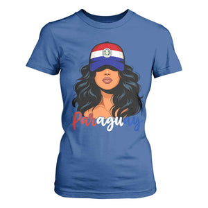 Proud Paraguayan Woman Melanin Curls Afro Latina T Shirt For Women Paraguay Flag Roots Hispanic Heritage Pride TS02 Royal Blue Print Your Wear