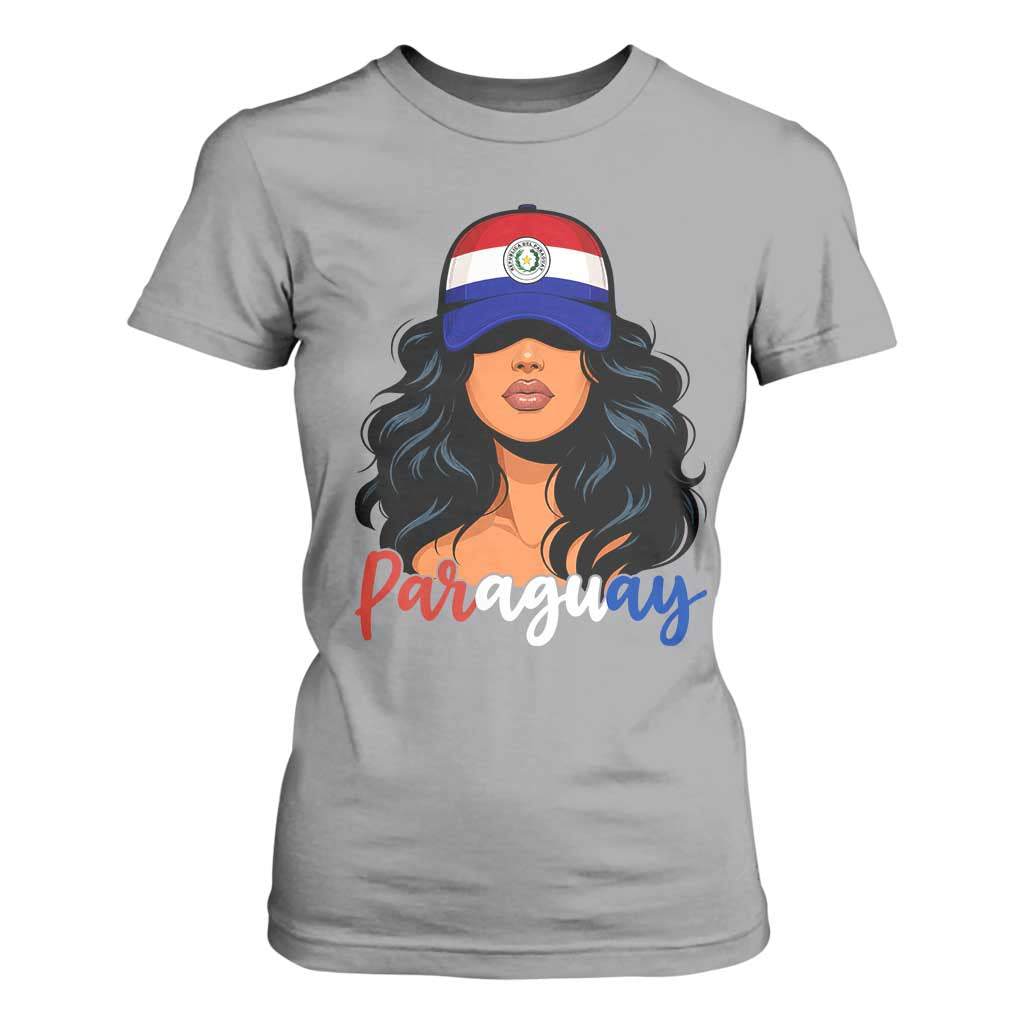 Proud Paraguayan Woman Melanin Curls Afro Latina T Shirt For Women Paraguay Flag Roots Hispanic Heritage Pride TS02 Sport Gray Print Your Wear