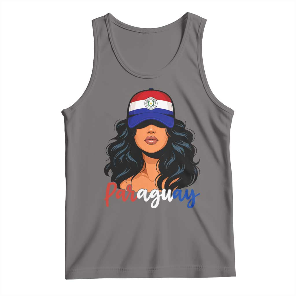 Proud Paraguayan Woman Melanin Curls Afro Latina Tank Top Paraguay Flag Roots Hispanic Heritage Pride TS02 Deep Heather Print Your Wear
