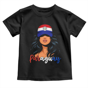 Proud Paraguayan Woman Melanin Curls Afro Latina Toddler T Shirt Paraguay Flag Roots Hispanic Heritage Pride TS02 Black Print Your Wear