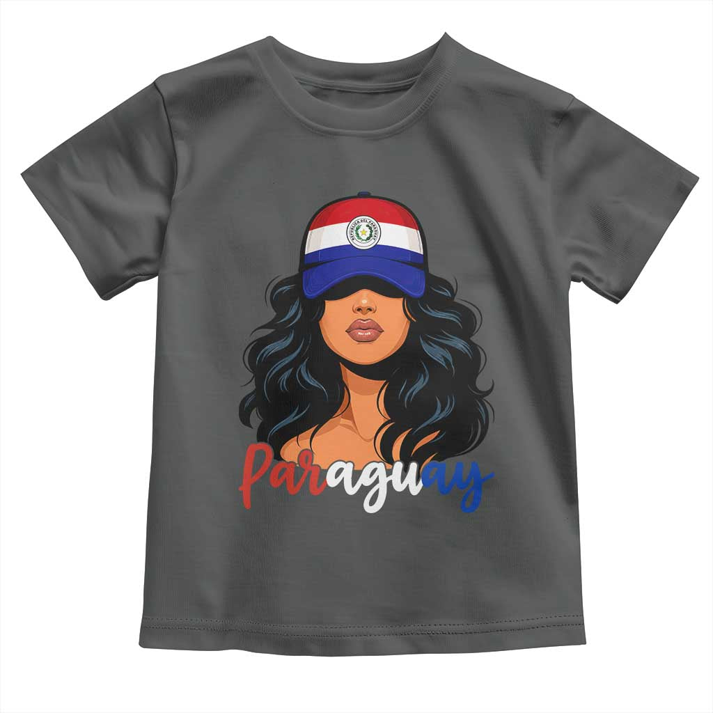Proud Paraguayan Woman Melanin Curls Afro Latina Toddler T Shirt Paraguay Flag Roots Hispanic Heritage Pride TS02 Dark Heather Print Your Wear