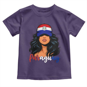 Proud Paraguayan Woman Melanin Curls Afro Latina Toddler T Shirt Paraguay Flag Roots Hispanic Heritage Pride TS02 Purple Print Your Wear