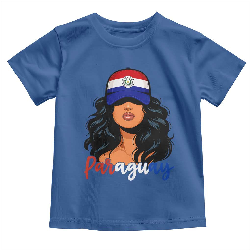 Proud Paraguayan Woman Melanin Curls Afro Latina Toddler T Shirt Paraguay Flag Roots Hispanic Heritage Pride TS02 Royal Blue Print Your Wear