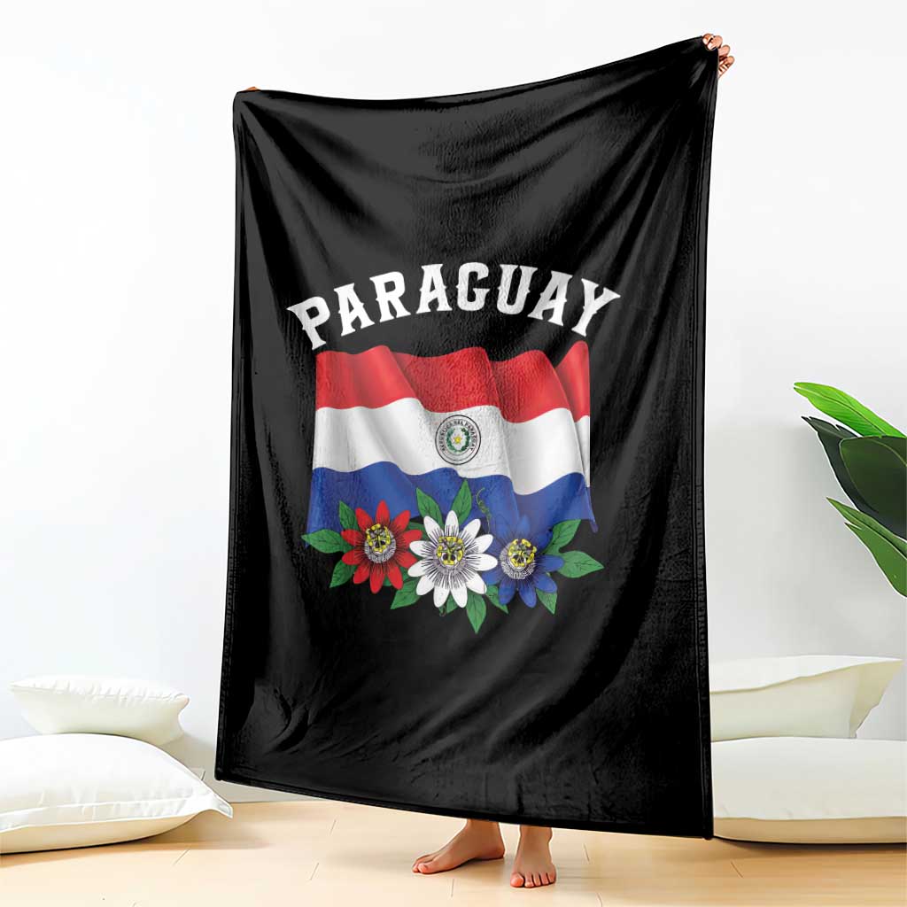 Paraguay Flag Passion Flower Mburucuya Graphic Throw Blanket Paraguaya Hispanic Latino Heritage Cultura Pride TS02 Print Your Wear