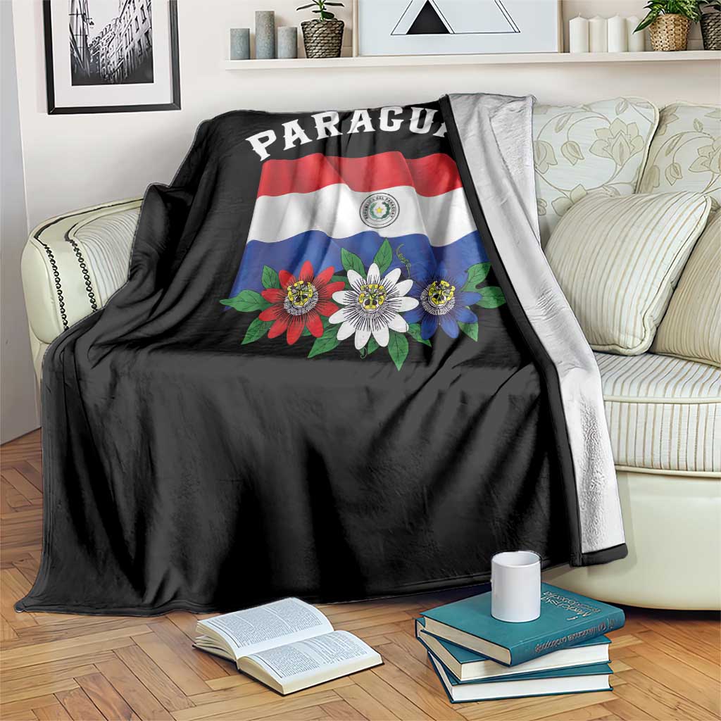 Paraguay Flag Passion Flower Mburucuya Graphic Throw Blanket Paraguaya Hispanic Latino Heritage Cultura Pride TS02 Print Your Wear
