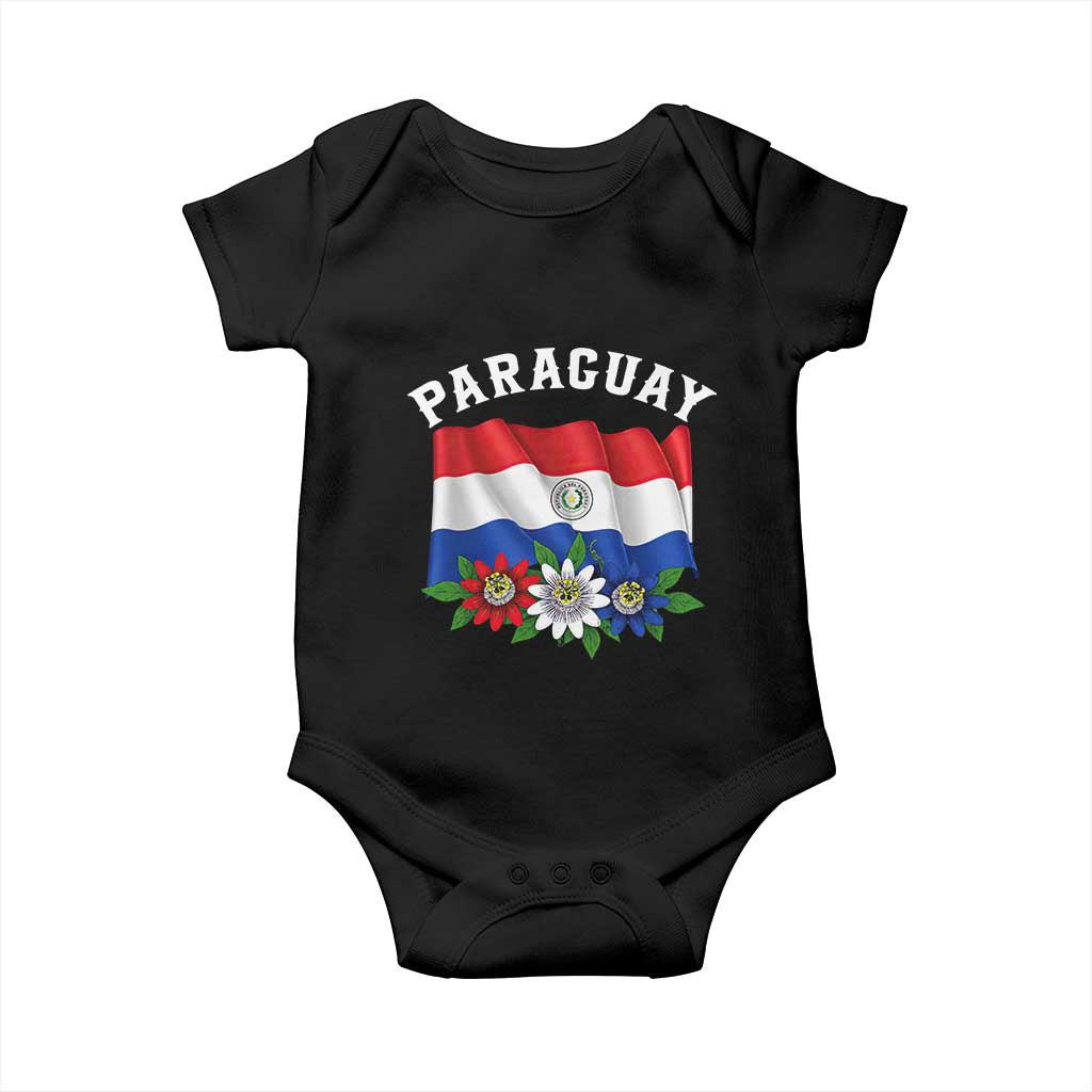Paraguay Flag Passion Flower Mburucuya Graphic Baby Onesie Paraguaya Hispanic Latino Heritage Cultura Pride TS02 Black Print Your Wear