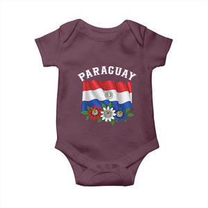 Paraguay Flag Passion Flower Mburucuya Graphic Baby Onesie Paraguaya Hispanic Latino Heritage Cultura Pride TS02 Maroon Print Your Wear