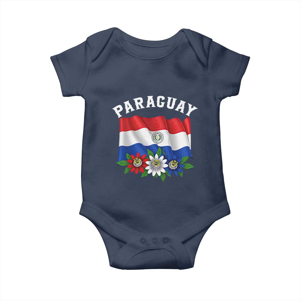 Paraguay Flag Passion Flower Mburucuya Graphic Baby Onesie Paraguaya Hispanic Latino Heritage Cultura Pride TS02 Navy Print Your Wear