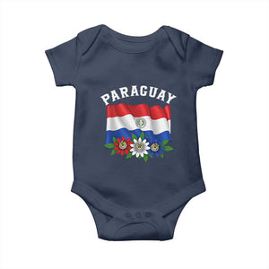 Paraguay Flag Passion Flower Mburucuya Graphic Baby Onesie Paraguaya Hispanic Latino Heritage Cultura Pride TS02 Navy Print Your Wear