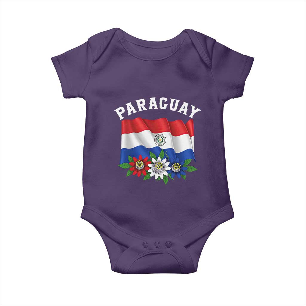Paraguay Flag Passion Flower Mburucuya Graphic Baby Onesie Paraguaya Hispanic Latino Heritage Cultura Pride TS02 Purple Print Your Wear