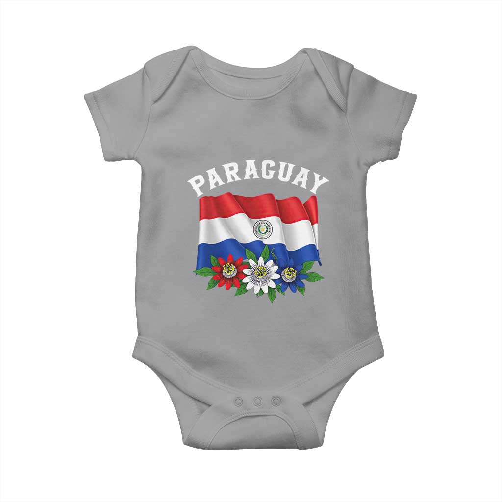 Paraguay Flag Passion Flower Mburucuya Graphic Baby Onesie Paraguaya Hispanic Latino Heritage Cultura Pride TS02 Sport Gray Print Your Wear