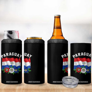 Paraguay Flag Passion Flower Mburucuya Graphic 4 in 1 Can Cooler Tumbler Paraguaya Hispanic Latino Heritage Cultura Pride TS02 Print Your Wear