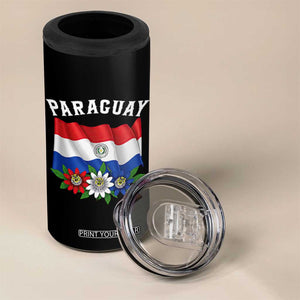 Paraguay Flag Passion Flower Mburucuya Graphic 4 in 1 Can Cooler Tumbler Paraguaya Hispanic Latino Heritage Cultura Pride TS02 Print Your Wear