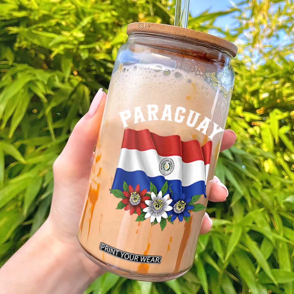 Paraguay Flag Passion Flower Mburucuya Graphic Glass Can Paraguaya Hispanic Latino Heritage Cultura Pride TS02 Black Print Your Wear