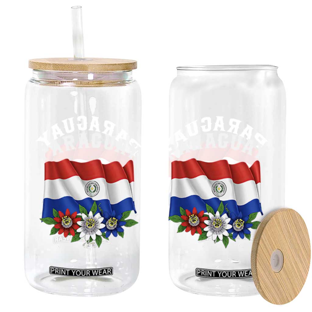 Paraguay Flag Passion Flower Mburucuya Graphic Glass Can Paraguaya Hispanic Latino Heritage Cultura Pride TS02 Print Your Wear