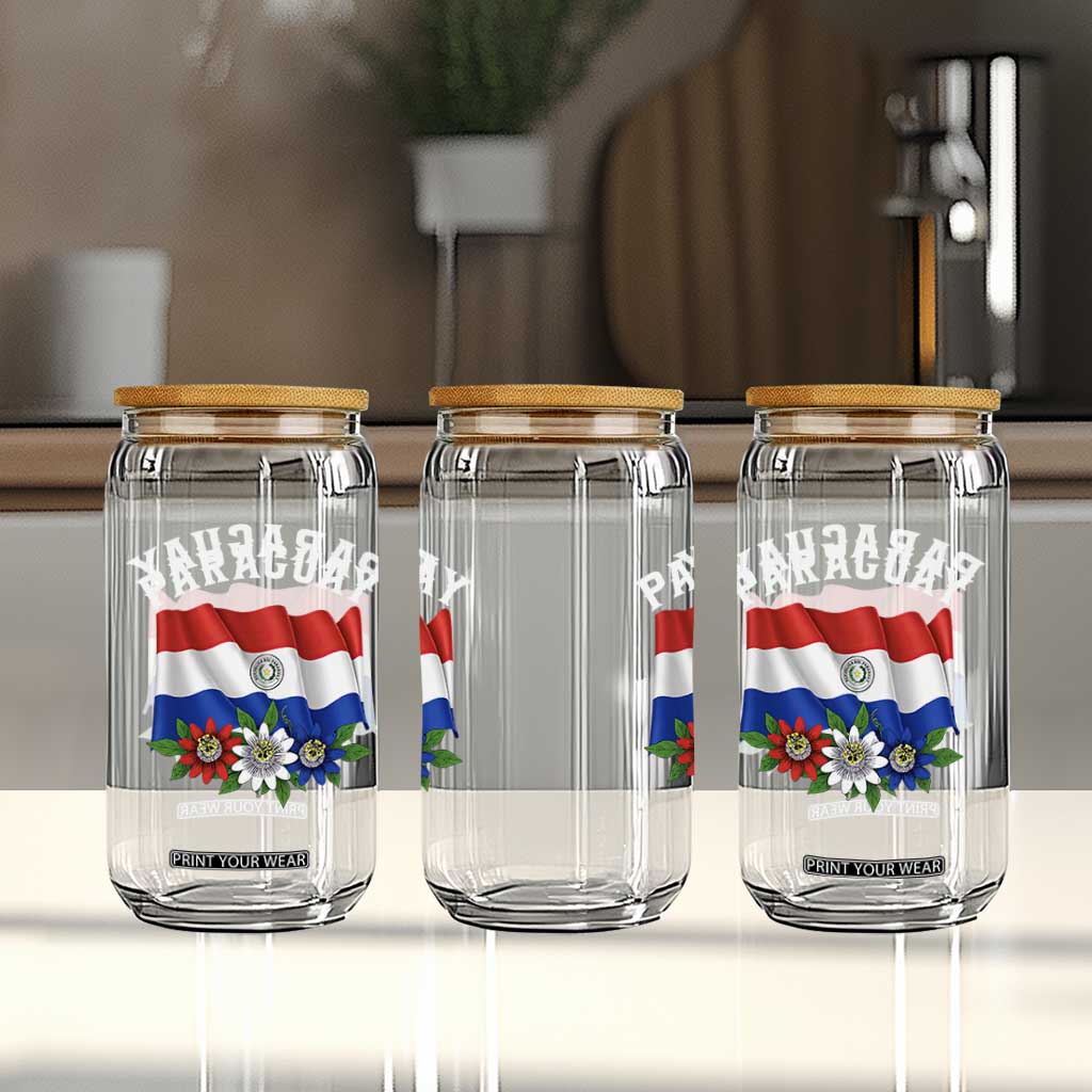 Paraguay Flag Passion Flower Mburucuya Graphic Glass Can Paraguaya Hispanic Latino Heritage Cultura Pride TS02 Print Your Wear