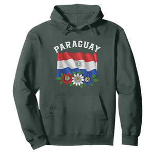 Paraguay Flag Passion Flower Mburucuya Graphic Hoodie Paraguaya Hispanic Latino Heritage Cultura Pride TS02 Dark Forest Green Print Your Wear