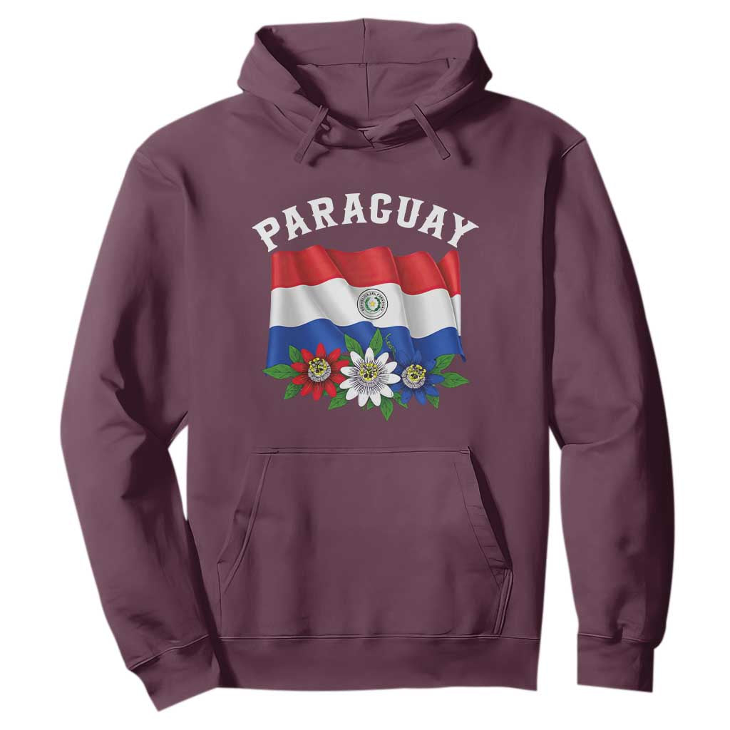 Paraguay Flag Passion Flower Mburucuya Graphic Hoodie Paraguaya Hispanic Latino Heritage Cultura Pride TS02 Maroon Print Your Wear