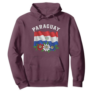 Paraguay Flag Passion Flower Mburucuya Graphic Hoodie Paraguaya Hispanic Latino Heritage Cultura Pride TS02 Maroon Print Your Wear