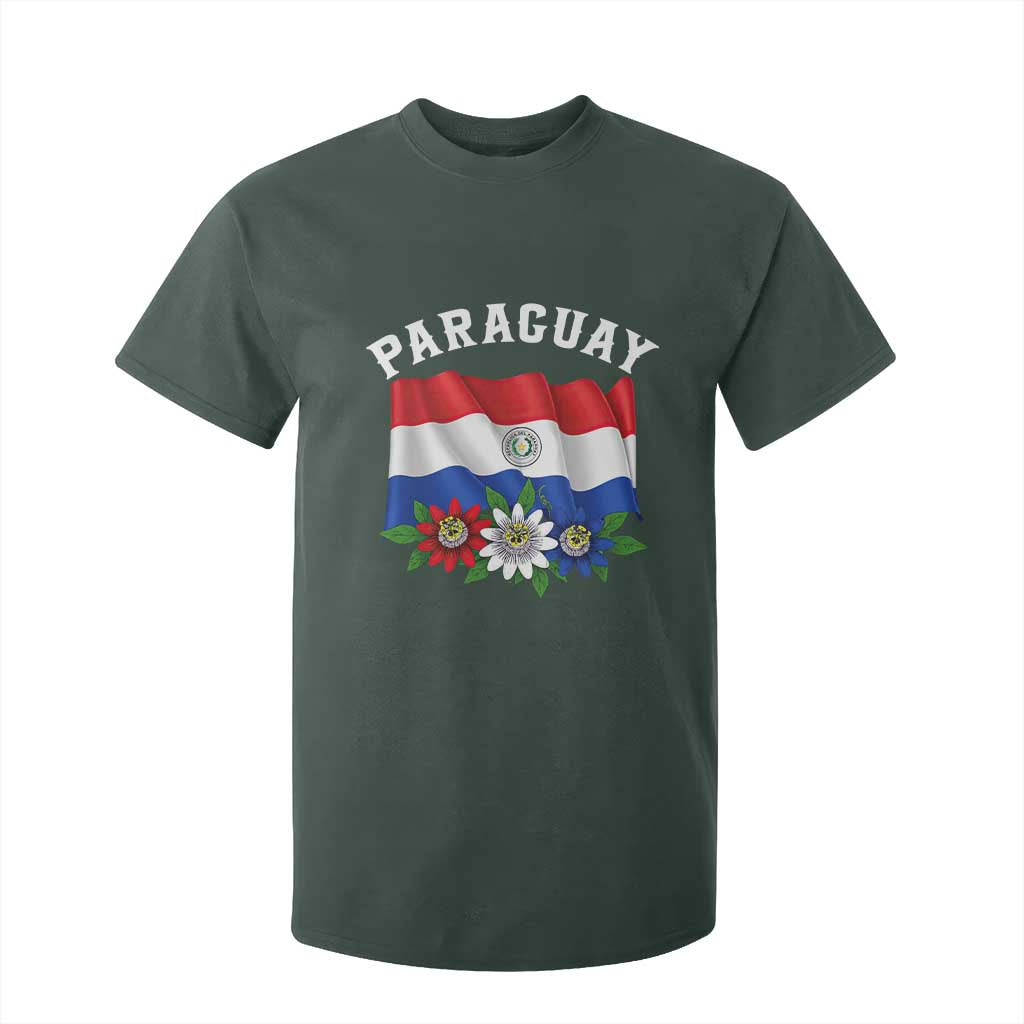 Paraguay Flag Passion Flower Mburucuya Graphic T Shirt For Kid Paraguaya Hispanic Latino Heritage Cultura Pride TS02 Dark Forest Green Print Your Wear
