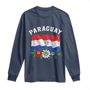 Paraguay Flag Passion Flower Mburucuya Graphic Long Sleeve Shirt Paraguaya Hispanic Latino Heritage Cultura Pride TS02 Navy Print Your Wear